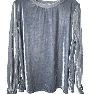 AVA & VIV Womens Long Sleeve Velvet Top Size X gray